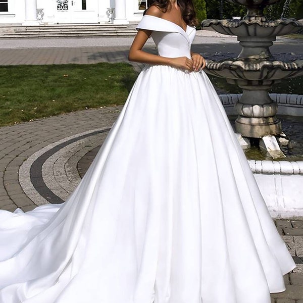 Satin Wedding Dress - Etsy UK