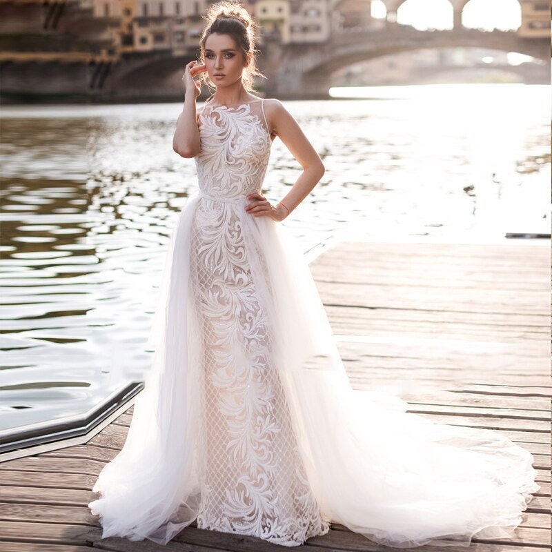 Luxury Mermaid Detachable 2 in 1 Wedding Dress Halterneck - Etsy