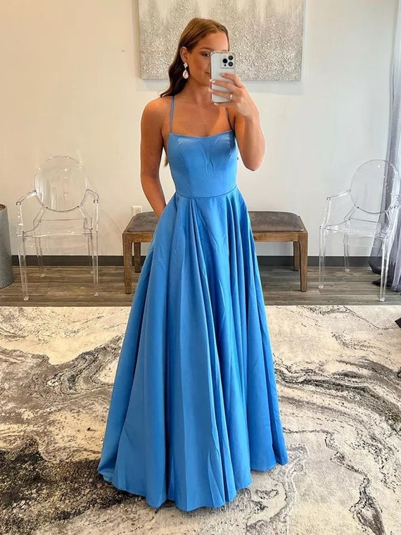 Gorgeous Royal Blue Pleated Satin High Neck Beading Evening Dress with Long  Sleeves QD005 | Prom dresses with sleeves, Prom dresses long with sleeves,  Prom dresses ball gown