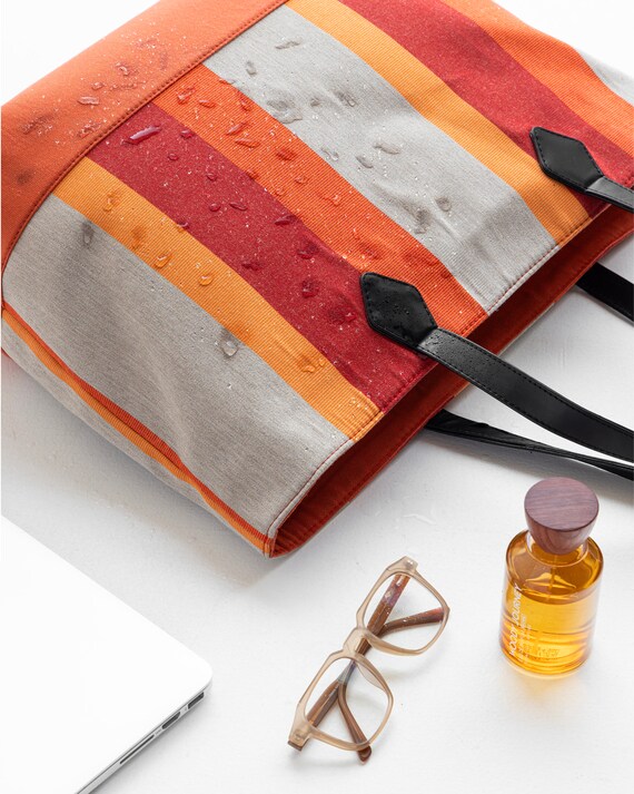 Canvas Tote Bag the Perfect Beach Bag Boat Bag Everyday Tote Orange Stripe Tote Vacation Tote Travel Bag Canvas Sunbrella Bag Etsy UK