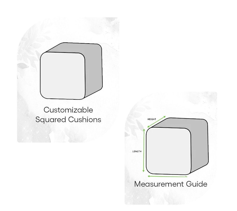 Peut inclure: Diagramme montrant comment mesurer un coussin carr&eacute;. Le diagramme montre un coussin carr&eacute; avec des lignes indiquant la longueur, la largeur et la hauteur du coussin.