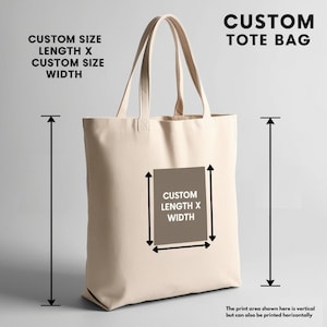 Puede incluir: Una bolsa de lona beige con un &aacute;rea de impresi&oacute;n personalizada. El &aacute;rea de impresi&oacute;n se muestra verticalmente, pero tambi&eacute;n se puede imprimir horizontalmente. La bolsa tiene dos asas y est&aacute; hecha de lona natural.