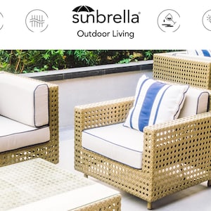 Custom 5&quot; Sunbrella Outdoor Cushions - Waterproof, Fade-Resistant, Patio Bench, Swing, Lounge, Deep Seat, Made-to-Order, Replacement Cushion