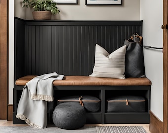 Handmade Leather Bench Cushion: Customizable Entryway Seating