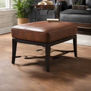 Premium Leather Ottoman Cushion - Handmade, Stylish & Comfortable Seating - Leather Couch Cushion Covers, Ottoman, Pillow