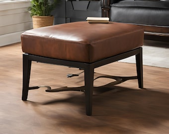 Handmade Leather Ottoman Cushion – Premium Seating, Customizable