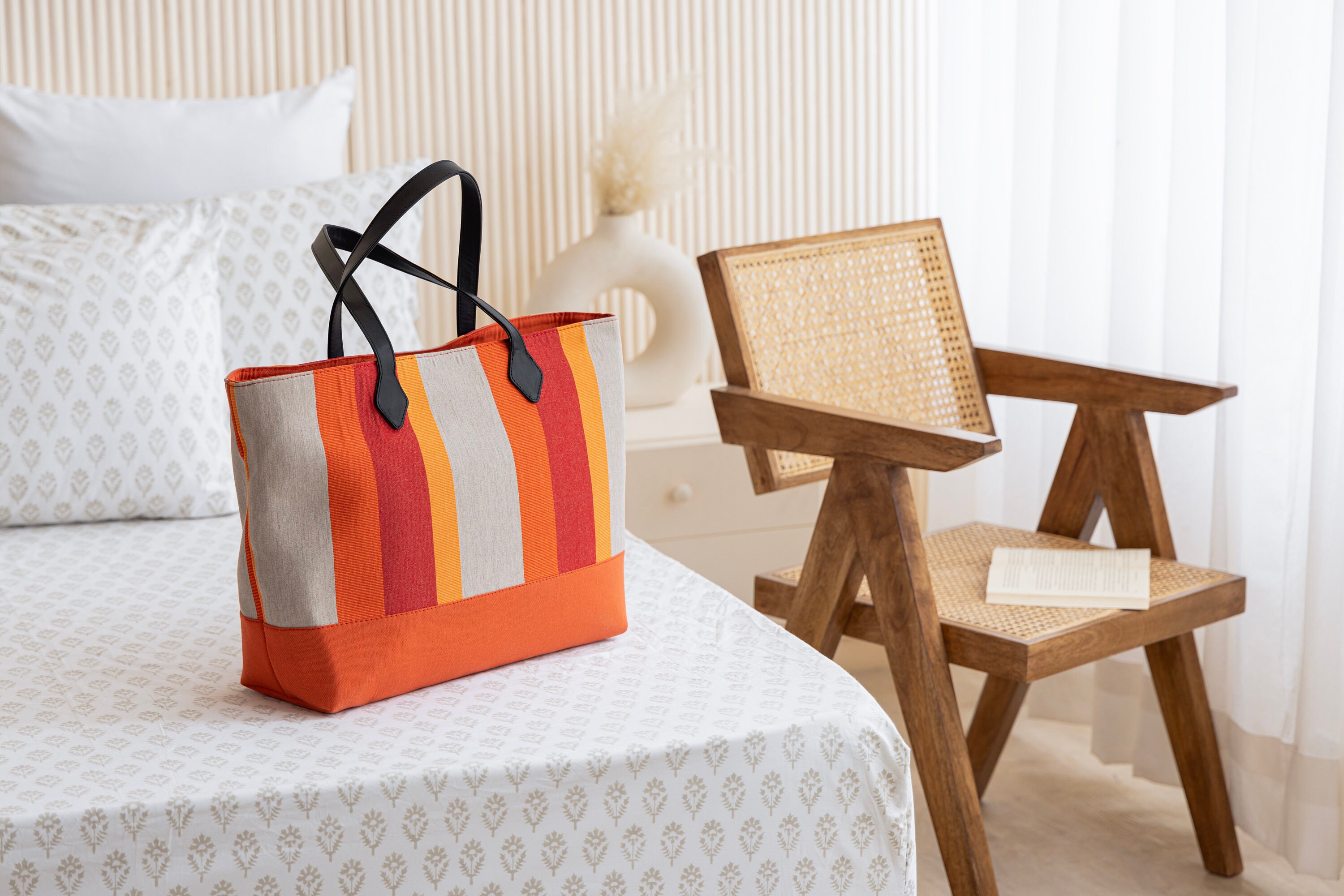 Canvas Tote Bag the Perfect Beach Bag Boat Bag Everyday Tote Orange Stripe Tote Vacation Tote Travel Bag Canvas Sunbrella Bag Etsy UK