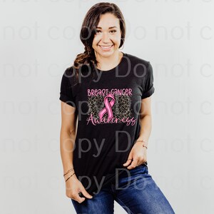 26-30 breast cancer awareness leopard pink ribbon  DTF Shirt Bella Canvas