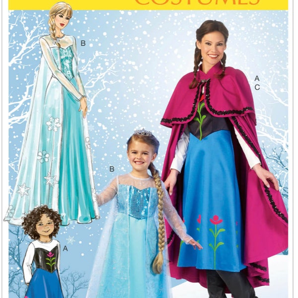 M7000 McCall’s Sewing Pattern, Misses’/Children’s/Girls’ Ice Princess Costumes. Frozen Princess Elsa & Anna
