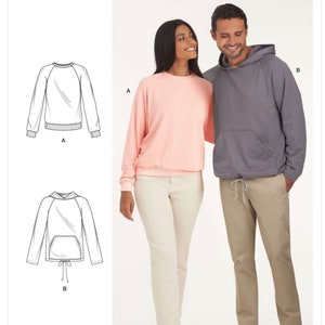 Einfachheit Schnittmuster S9240 Unisex Raglan Pullover Pullover