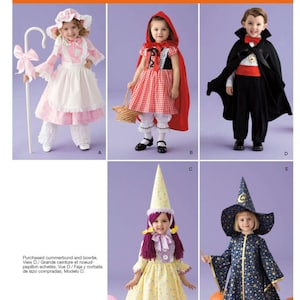 S2571 Simplicity Sewing Pattern, Toddler Costumes, Bo Peep, Red Riding Hood, Dracula, Witch & Clown