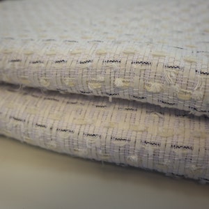 Linton Tweed fabric, Jacket Length 2.5mtr piece - Bleached White with Black Check Tweed