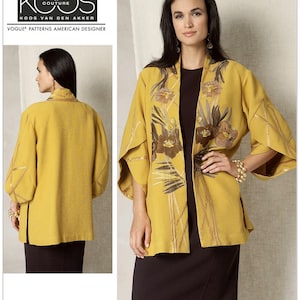 Vogue Patterns V1493 Misses&#39; Tulip Banded-Sleeve Kimono-inspired Jacket, Sewing Pattern