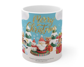 Blue and White Christmas Mug Sublimation, Christmas Gift for Her, Christmas 11oz SVG, JPG and more