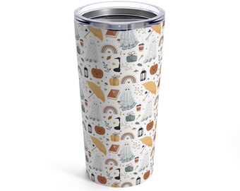 Beige White Spooky Halloween Tumbler Print wrap 20oz Tumbler Sublimation Design Digital Download JPG, PDF and more