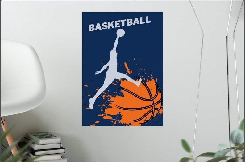 Blue and Orange Basketball Poster Print Design Logo PDF and SVG image 1