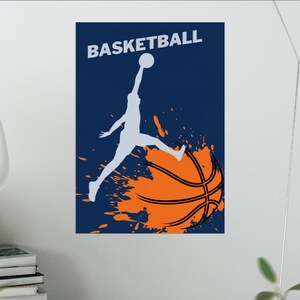 Blue and Orange Basketball Poster Print Design Logo PDF and SVG image 2