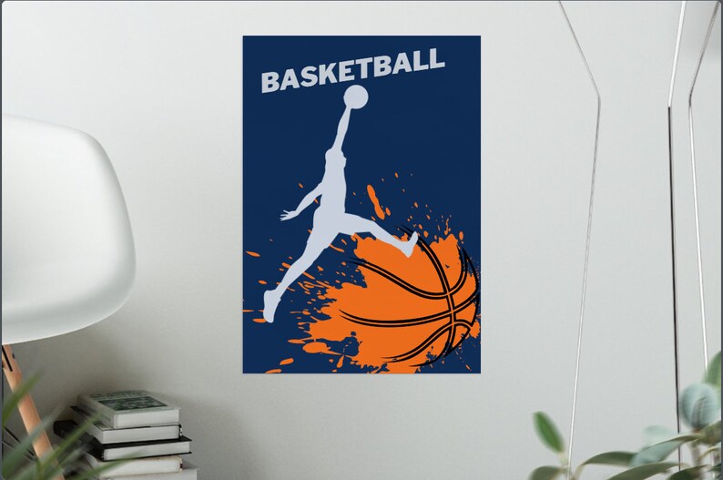 Blue and Orange Basketball Poster Print Design Logo PDF and SVG image 2