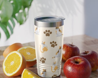 Beige Cute Cat Seamless Pattern Tumbler Print wrap 20oz Tumbler Sublimation Design Digital Download PNG, PDF and more