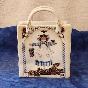 Sunflower Seeds Porcelain Gift Bag Sandi Gore Evans Home Décor, Sunflower Porcelain Gift Home Décor, Gift for Lover, Sunflower Lovers Gift