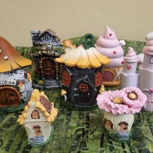 Fairy Garden Houses, Flower Top Fairy House, Frosted Fairy House, Castle Fairy House, Mushroom Fairy House, Ginger Bread Fairy House