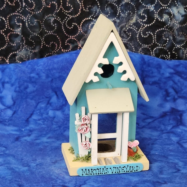 Vintage Miniature Birdhouses Painted Martha's Vineyard Judy Caulkins Designs Judy's Stone House Designs