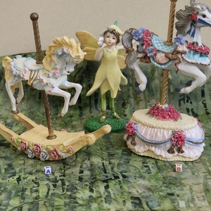 Carousel and Rocking Horse/White Carousel Horses/Fairy Garden Carousel Horse/Melodies County Fair Collection Yesterday image 3