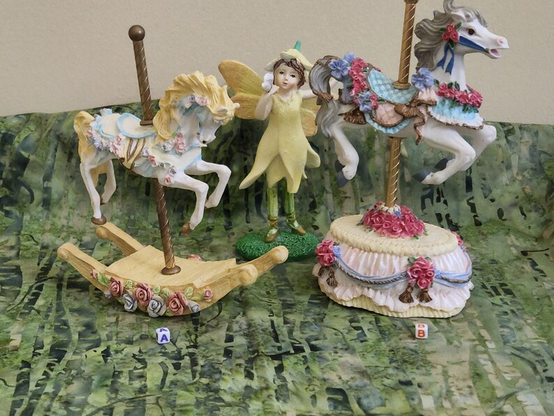 Carousel and Rocking Horse/White Carousel Horses/Fairy Garden Carousel Horse/Melodies County Fair Collection Yesterday image 3