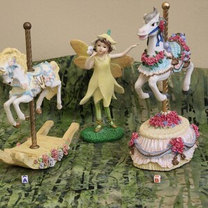 Carousel and Rocking Horse/White Carousel Horses/Fairy Garden Carousel Horse/Melodies County Fair Collection Yesterday image 2