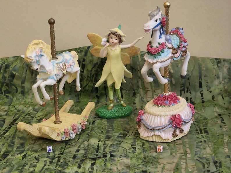 Carousel and Rocking Horse/White Carousel Horses/Fairy Garden Carousel Horse/Melodies County Fair Collection Yesterday image 2