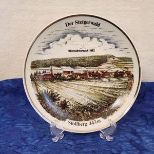 Der Steigerwald Stollberg Oberschwarzach 1982 Plate that Shows Village Below German Collection Plate, Home Decor German Collectable Plate