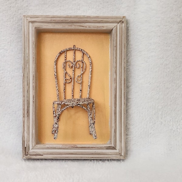 Vintage Fairy Chair Shadow Box/Framed Fairy Wire Chair