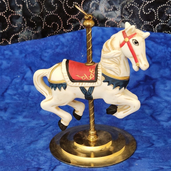 Vintage Carousel Horse on Brass Base/Fairy Garden Carousel Horse