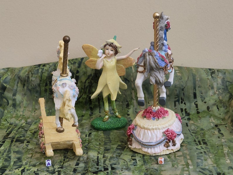 Carousel and Rocking Horse/White Carousel Horses/Fairy Garden Carousel Horse/Melodies County Fair Collection Yesterday image 4