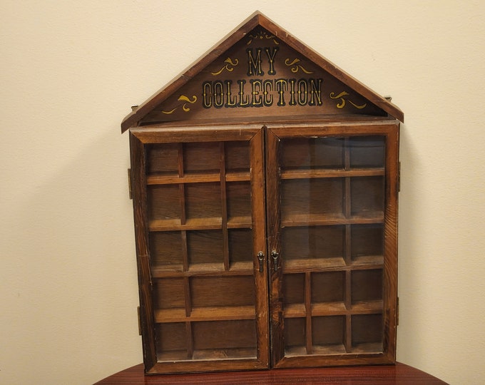 Vintage Enesco My Collection Wood House Miniature Display Case Wall