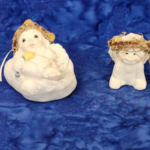 Vintage Dreamsicle Angel or Cherub with Feet Up and Dreamsicle in Clouds with a Star Home Décor, Gift for Christmas, Gift for Friend