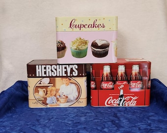 Recipe Card and Tin Box Hershey's Chocolate Coca Cola or Cupcakes Kitchen Home Décor, Gift for Cooks, Gift for Lover, Gift for Christmas