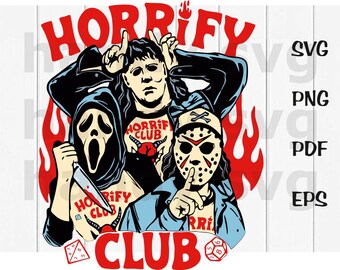 Halloween, Horrify Club, Temporada Espeluznante, Hell Devil Fire, Halloween de moda, Hell Club PNg, SVG, PDF, PNG, EPs Descarga digital instantánea