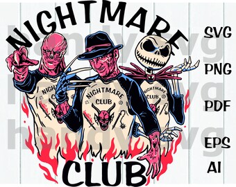 Halloween svg, Nightmare Club png , Temporada espeluznante, Hell Devil Fire, Halloween de moda, Hell Club, SVG, PDF, PNG, EPs Descarga digital instantánea