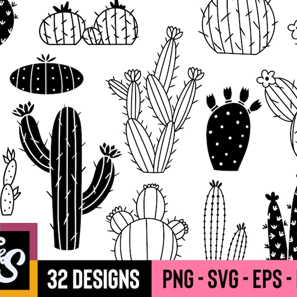 Cactus con flores Clipart / Cactus SVG con flores / Cactus Flower Clipart SVG / png, svg, eps, dxf