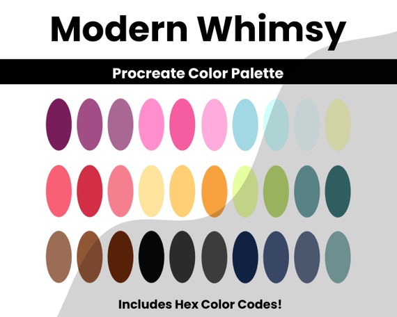 Procreate Color Palette Modern Modern Color Palette With Hex - Etsy