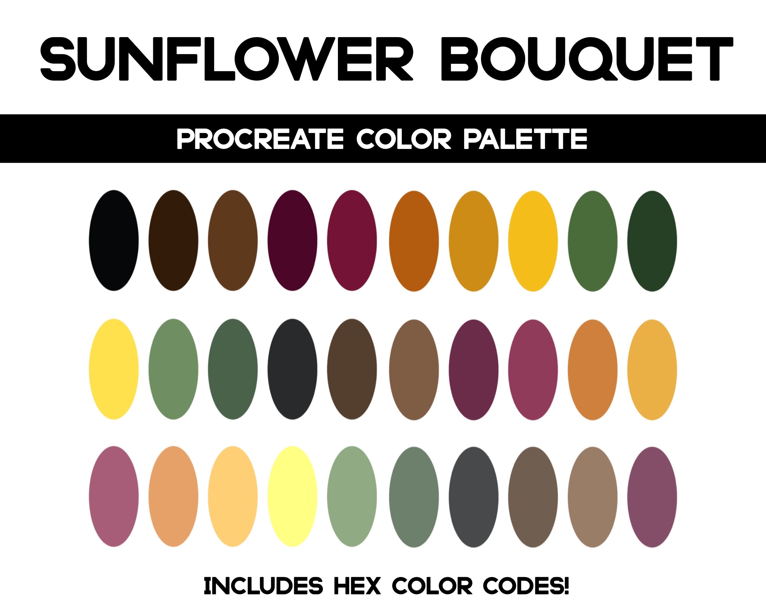 Procreate Color Palette Sunflower Bouquet Hex Color Codes Etsy