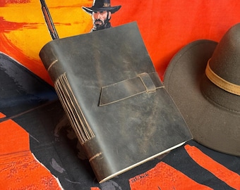 Hand-sewn Outlaw Journal with Content- Detailed Authentic Leather Cover- 626 pages content
