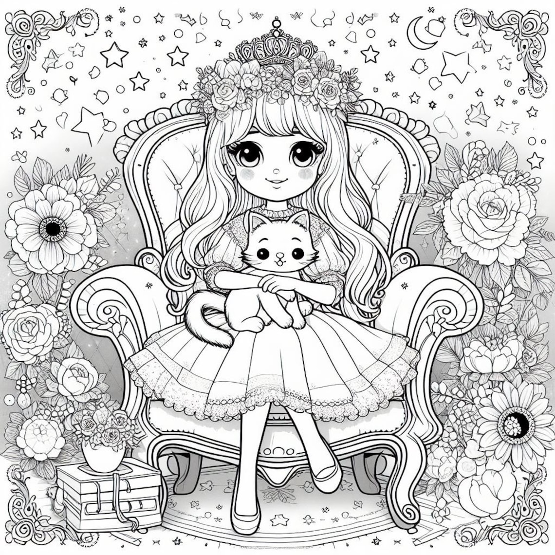 Coloring Book With Princess - Etsy