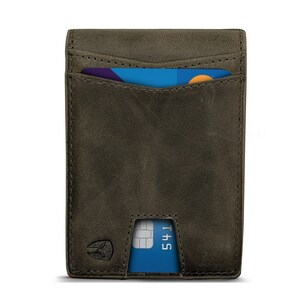 Bryker Hyde RFID Blocking Bifold Slim Front Pocket Wallet con Pull-out Tab Pocket y Bill Pocket (Gris oscuro - Cuero de grano completo)
