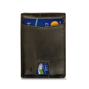 Bryker Hyde RFID Blocking Bifold Slim Front Pocket Wallet con Pull-out Tab Pocket y Bill Pocket (acero negro - cuero de grano completo)