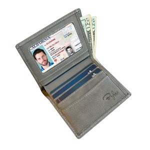 Cartera vertical delgada Bryker Hyde con bloqueo RFID y bolsillo para billetes (gris pizarra - piel flor)