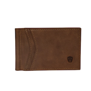 Bryker Hyde RFID Blocking Slim Minimalist ID Outside Front Pocket Wallet con Money CLIP, 9 ranuras (Desert Brown - Cuero de grano completo)