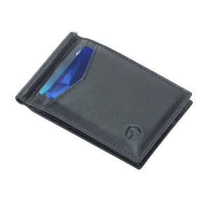 Bryker Hyde RFID Blocking Slim Minimalist ID Outside Front Pocket Wallet con Money CLIP, 9 ranuras (Negro liso - Cuero de grano superior)