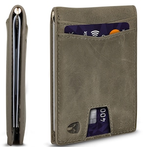 Bryker Hyde RFID Minimalist ID Cartera de bolsillo frontal exterior con tab pocket extraíble y money CLIP (gris oscuro - cuero de grano completo)